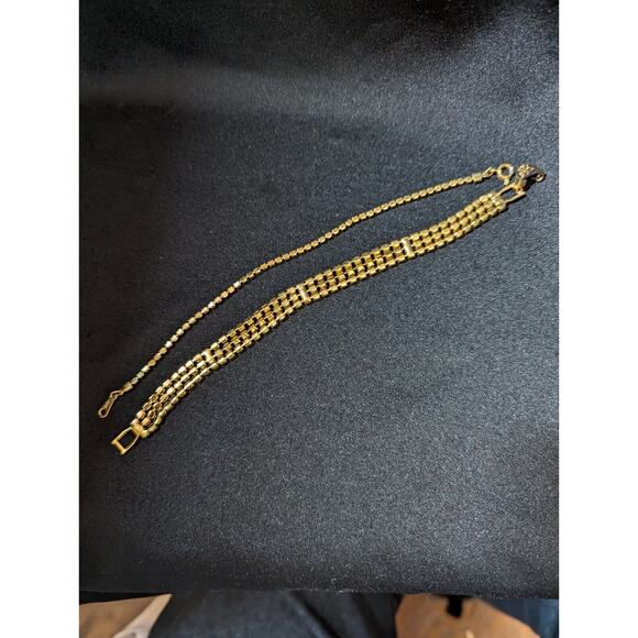 Vtg Tennis Bracelets Set Of Two 3-Strand Gold Tone Sparkle 7" Avon - Picture 5 of 7